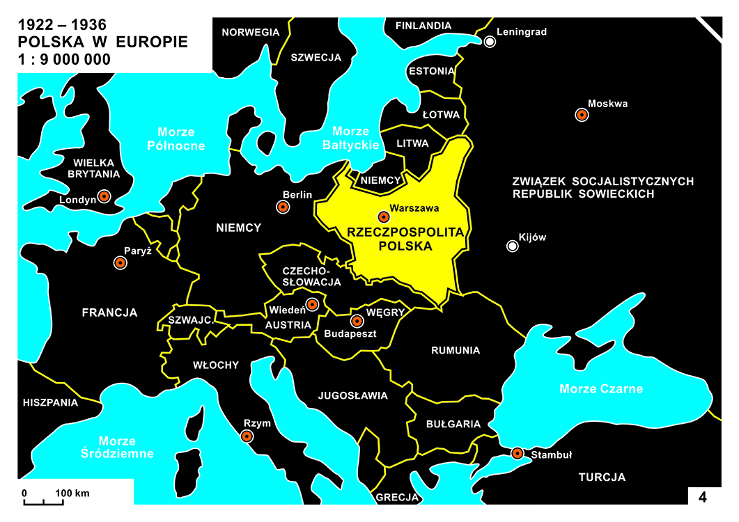 Mapa 4. - Polska w Europie 1922–1936