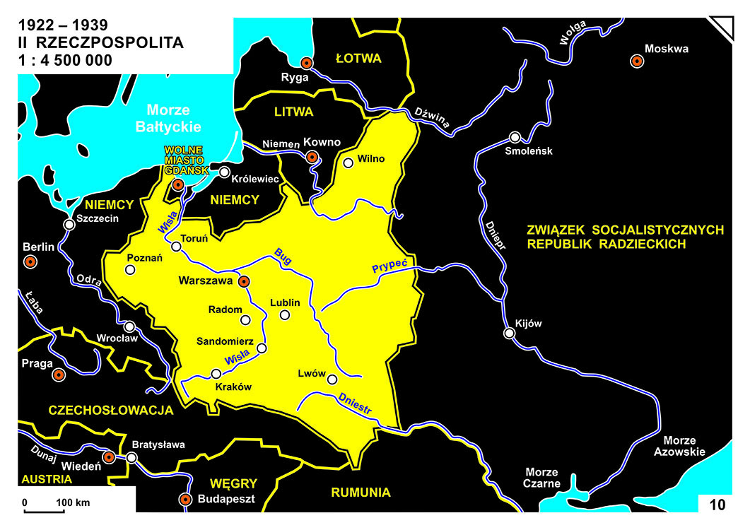 Mapa - II Rzeczpospolita (1922-1939